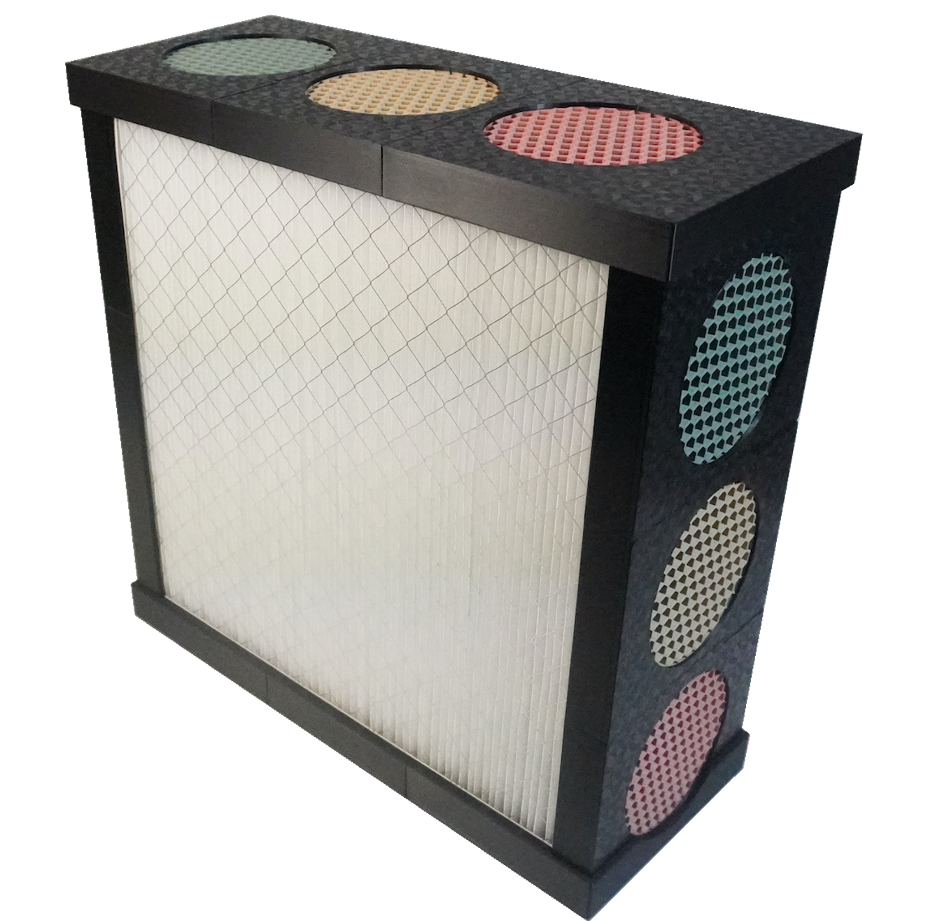 Rectangular air filter with textured surface on a white background